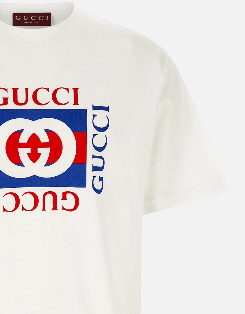 GUCCI ロゴプリント Tシャツ S GUCCI ロゴ オーバーサイズ コットン Tシャツ ・ブラック コットン