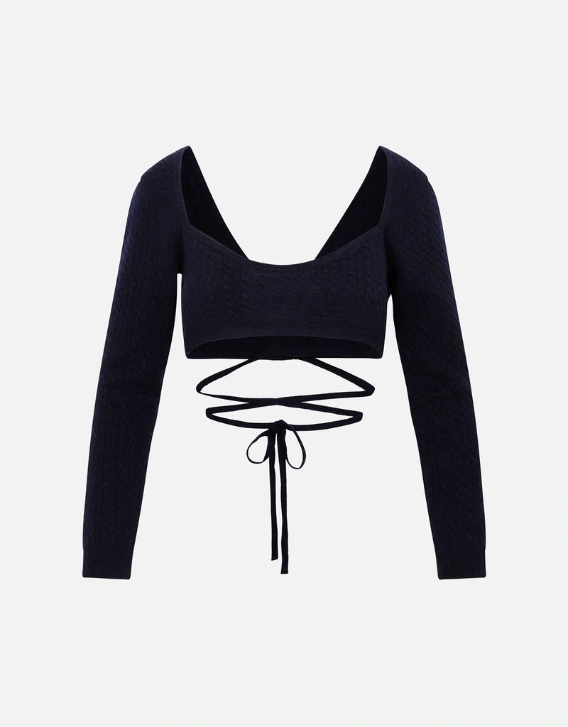 トップス PATOU cropped patou inatarsia top BLACK Patou Patou Wrap Knitted Top (All New In) IFCHIC.COM