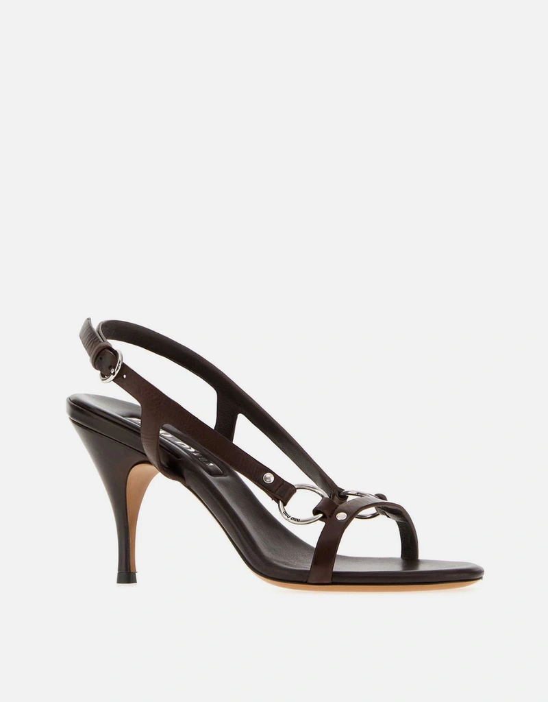 Miu Miu ブラウン レザー サンダル () IFCHIC.COM