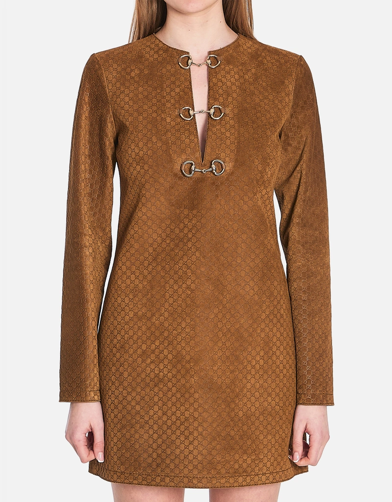 Gucci GG スエード ミニ ドレス (ドレス) IFCHIC.COM