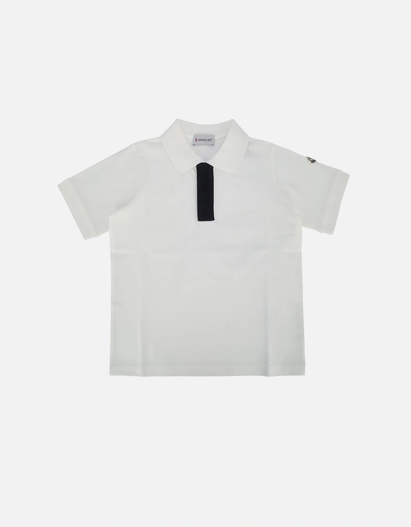 Moncler Kids キッズ コットンピケ トリコロールトリム ポロシャツ
