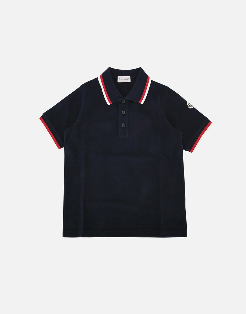 モンクレール ポロシャツ　トリコロール　黒　M Moncler Kids トリコロールトリムコットンポロシャツ (すべての新品