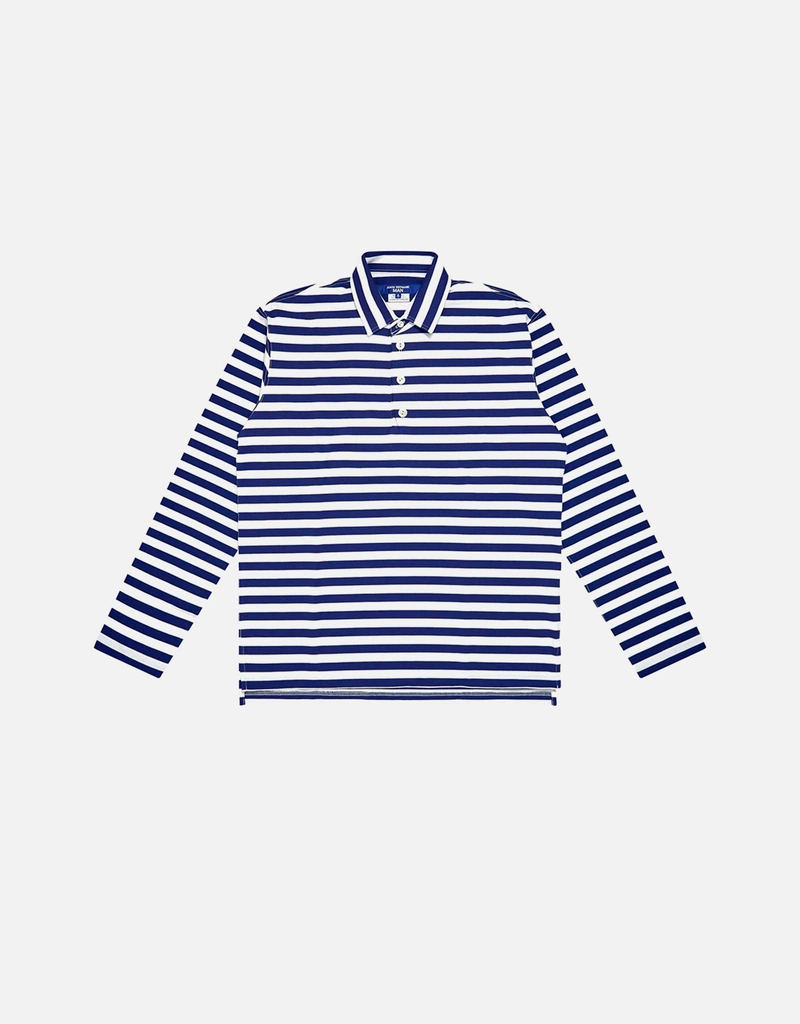JUNYA WATANABE メンズ ストライプ 長袖 コットン ポロシャツ (すべて