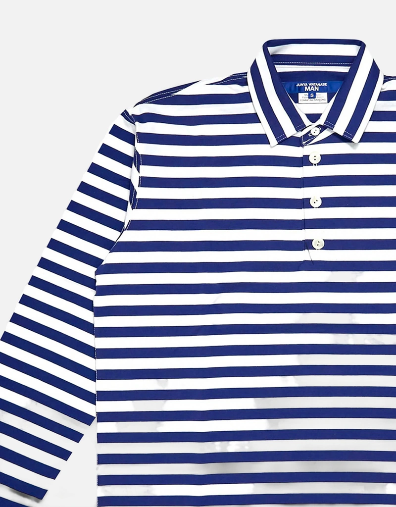JUNYA WATANABE メンズ ストライプ 長袖 コットン ポロシャツ (すべて