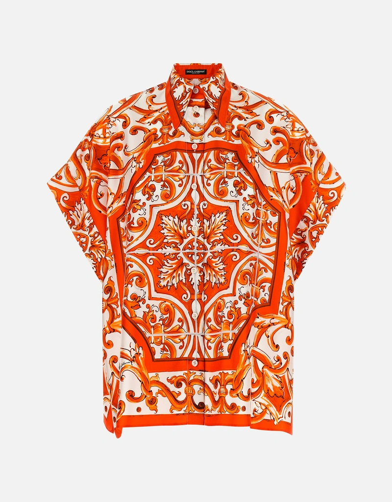 Dolce & Gabbana Maiolica プリント シルク シャツ (すべての新品
