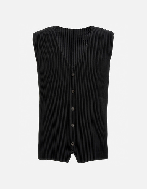 オムプリッセ BASICS Vネック ベスト ブラック Homme Plisse' Issey Miyake メンズ Basics プリーツ Vネック ベスト