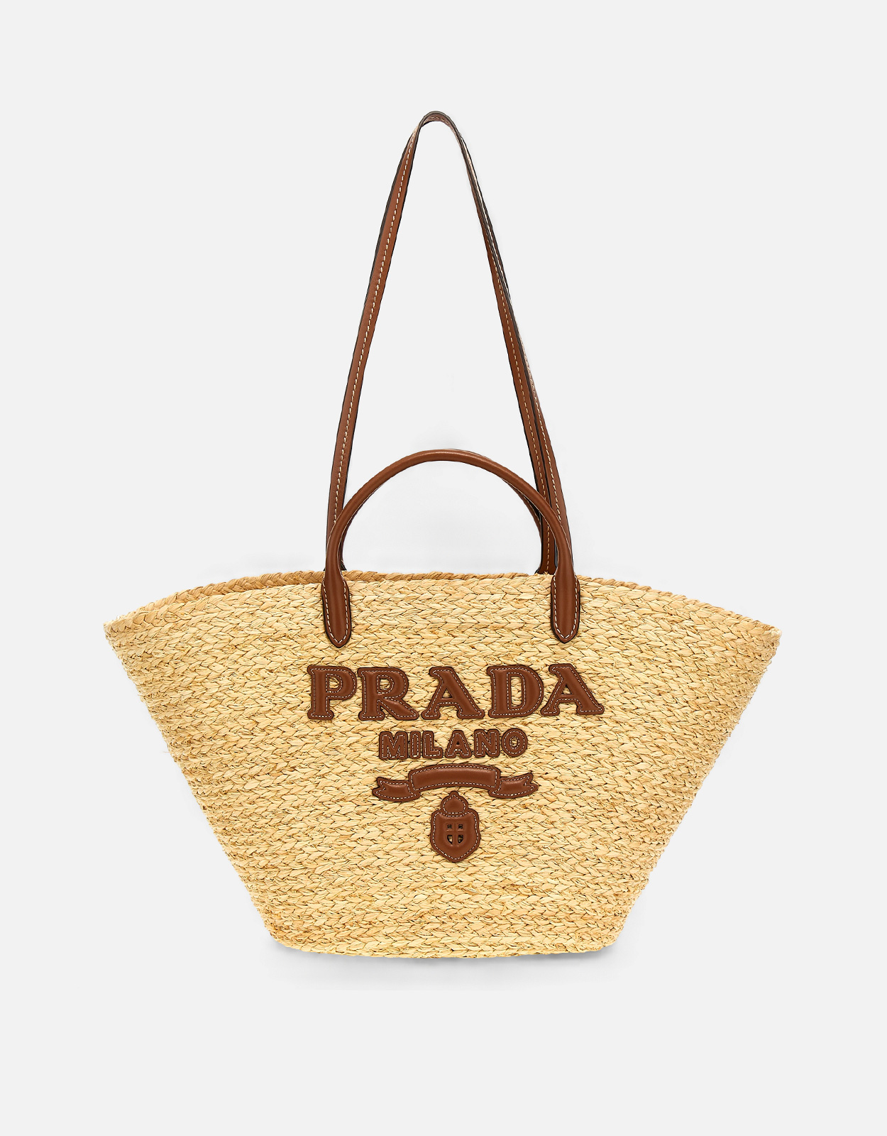 Prada Large Raffia And Leather Shopping Bag () IFCHIC.COM