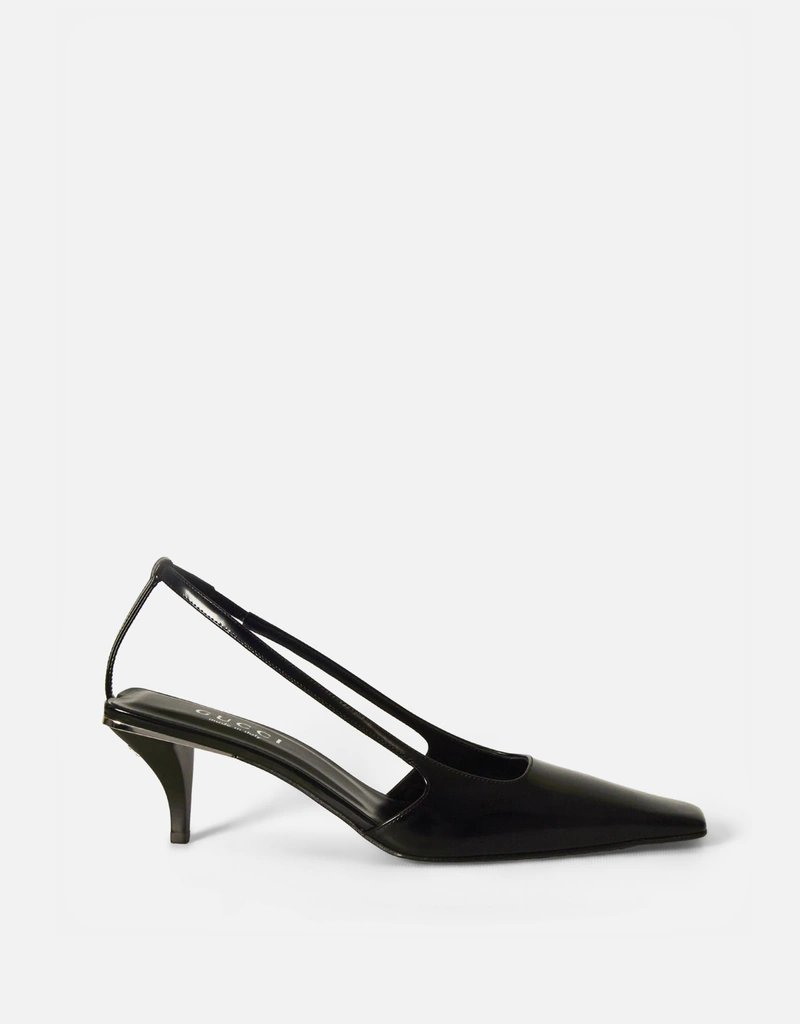 Gucci Crystal Logo スリングバック パンプス (ヒール付きシューズ