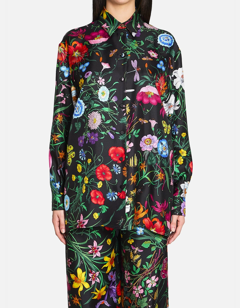 Gucci プリントシルクツイルシャツ (すべての新品) IFCHIC.COM