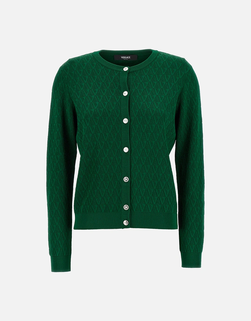 Versace Jacquard Viscose Knit Fitted Cardigan (All New In) IFCHIC.COM