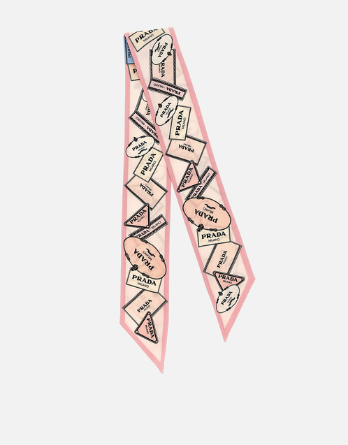 Prada Printed Silk Twill Skinny Scarf () IFCHIC.COM