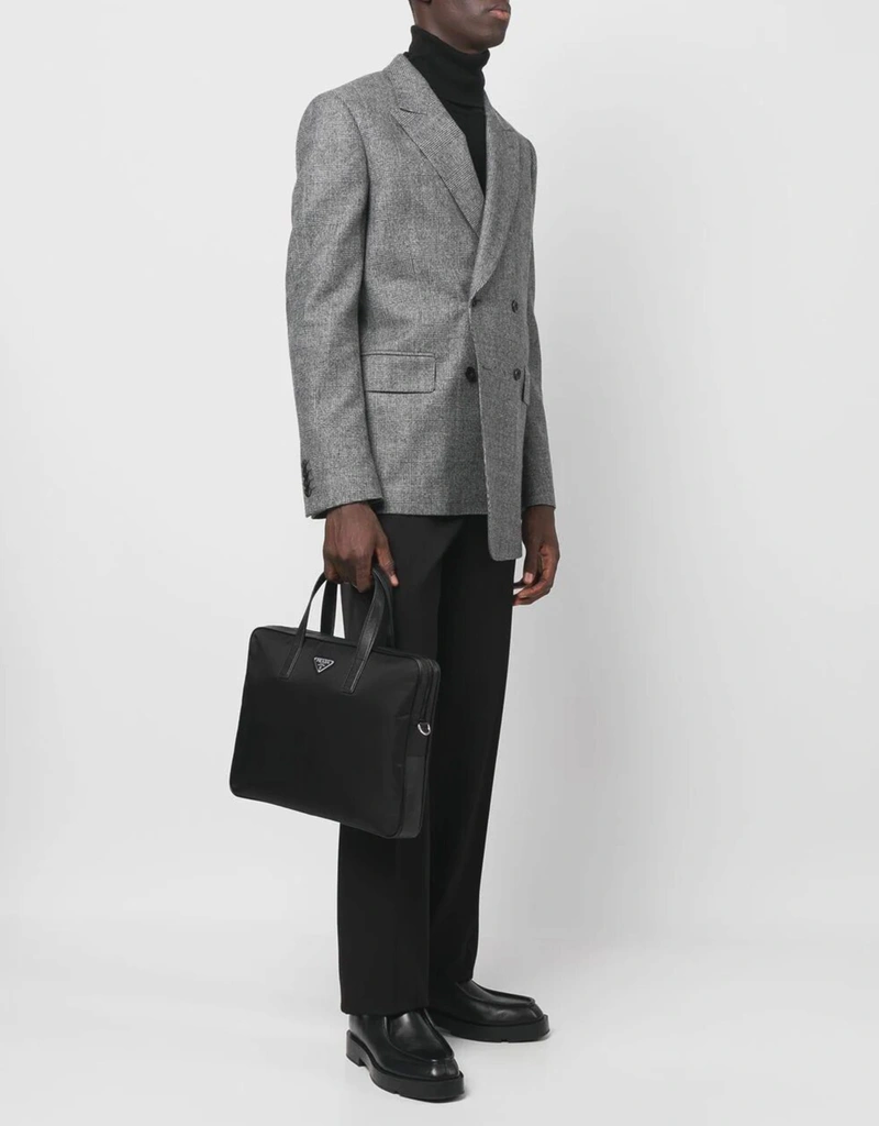 Prada メンズ リナイロン＆レザーブリーフケース (ブリーフケース