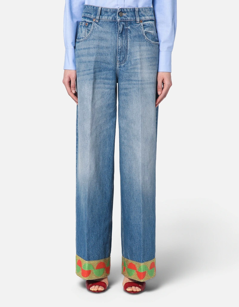 Valentino Garavani Washed High Waisted Wide Leg Denim jeans (Pants