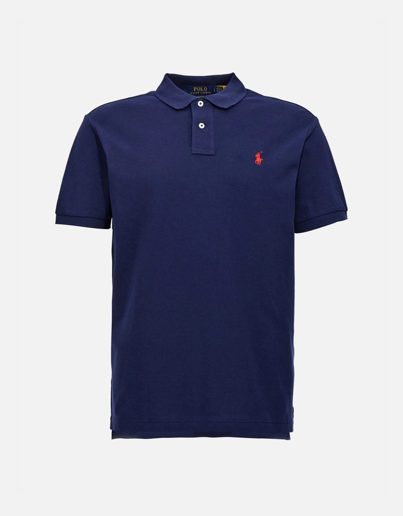 Polo Ralph Lauren メンズロゴブルーコットンスリムフィットポロシャツ