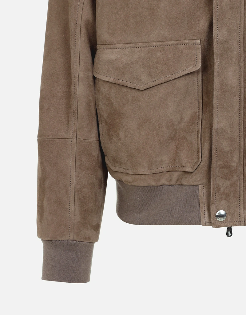 Brunello Cucinelli メンズ スエードレザー アビエータージャケット