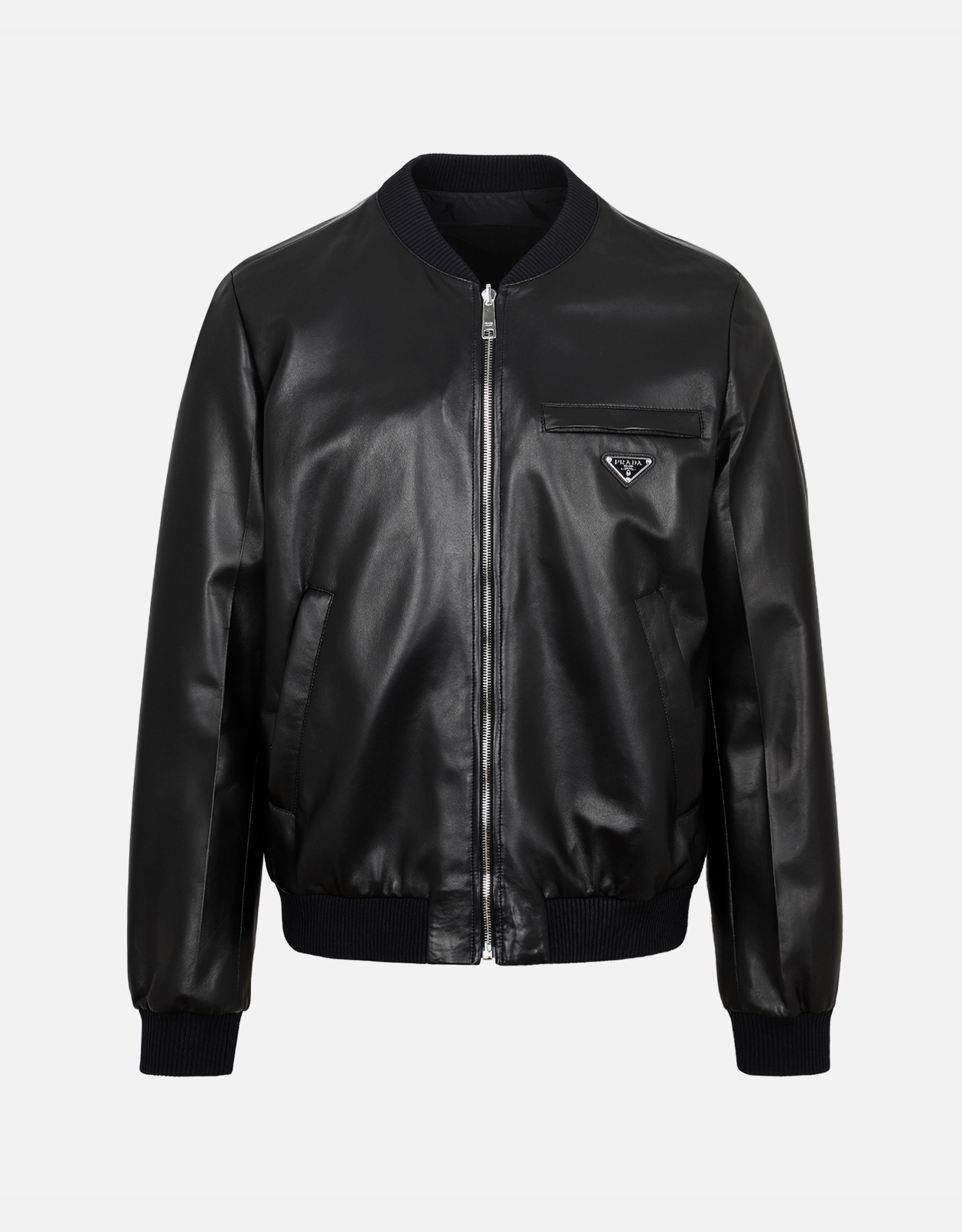 Prada メンズ ブラック ナッパレザー リバーシブル ボンバージャケット