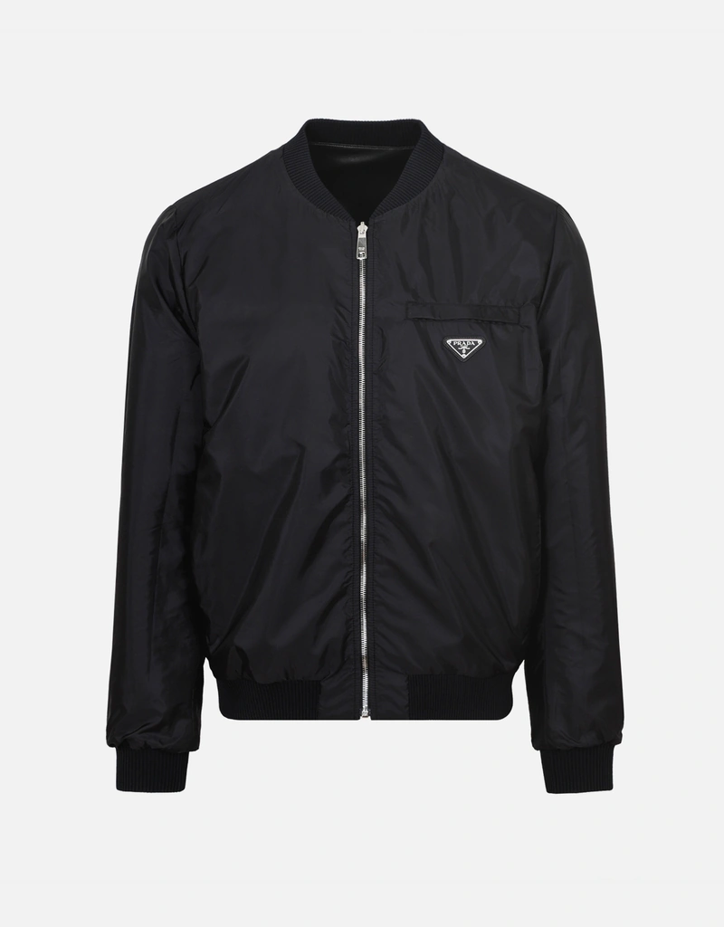 PRADA ボンバージャケット　リバーシブル Prada メンズ ブラック ナッパレザー リバーシブル ボンバージャケット