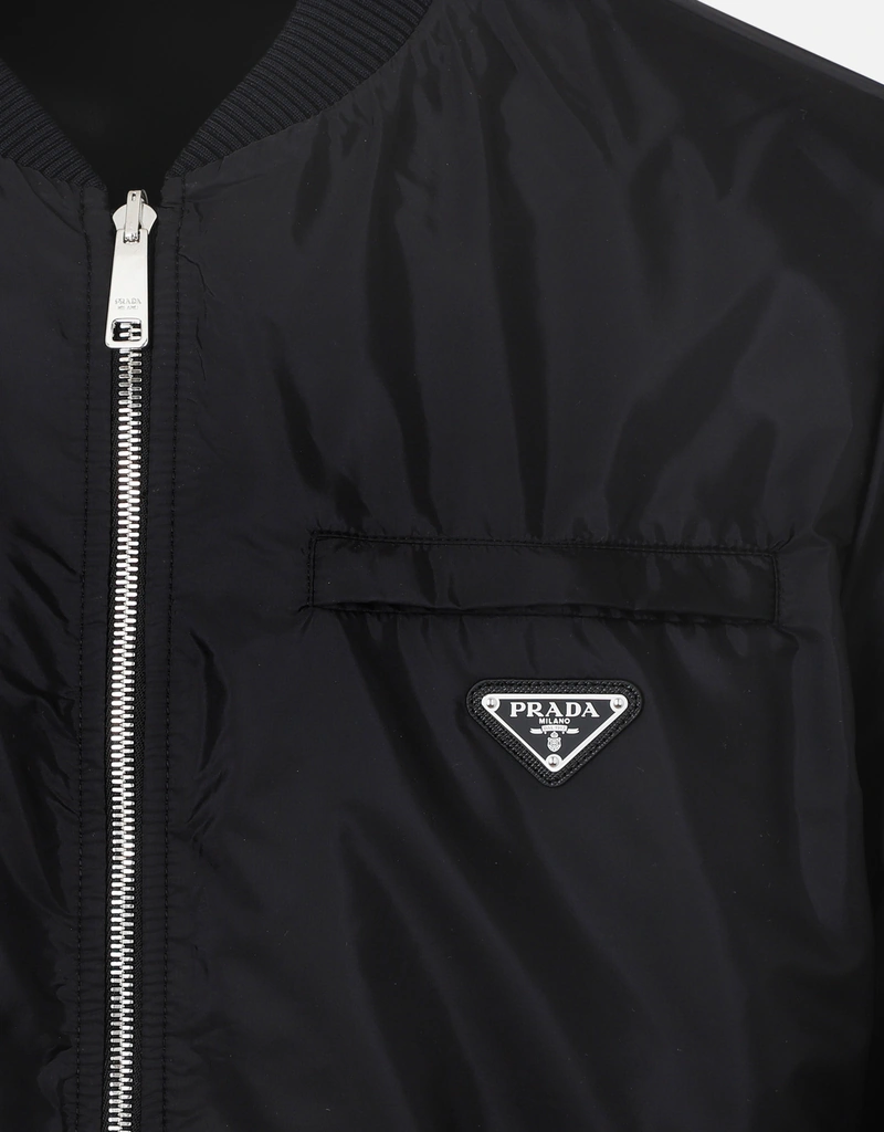 Prada メンズ ブラック ナッパレザー リバーシブル ボンバージャケット