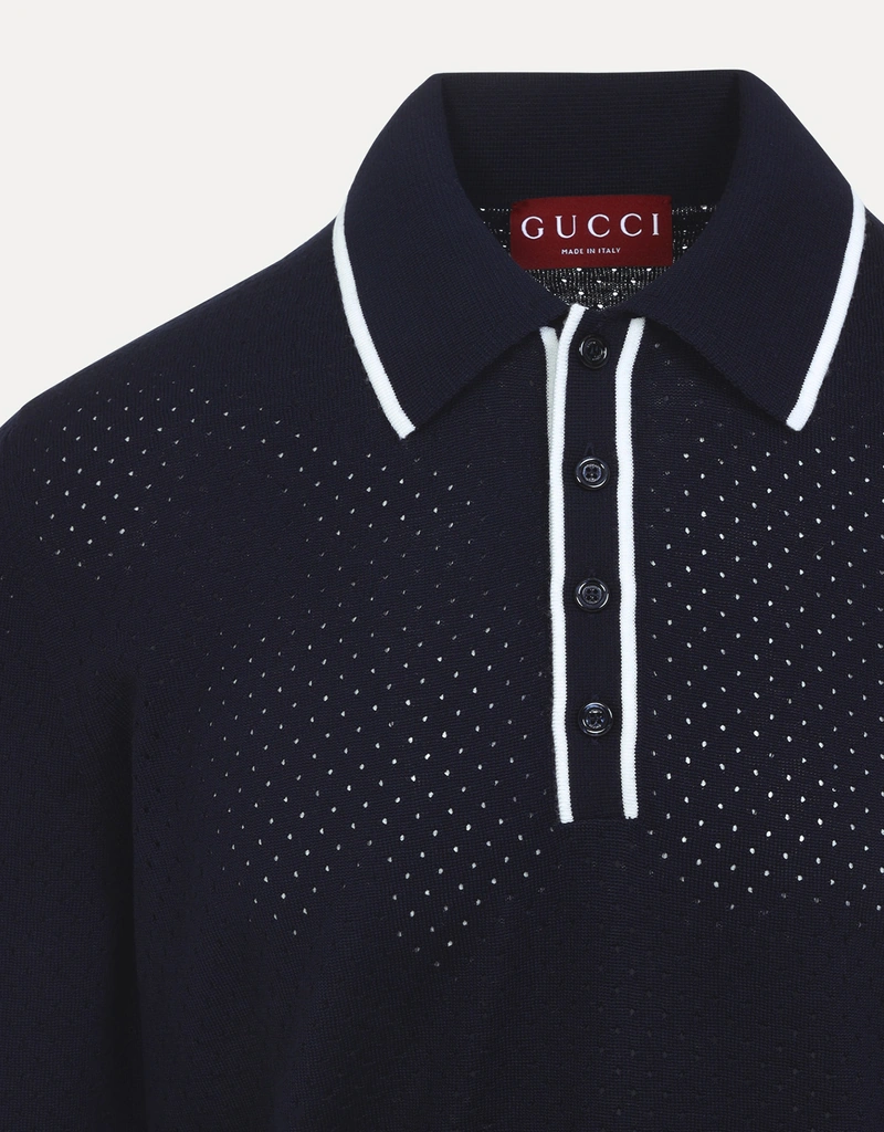 Gucci メンズウール長袖ポロシャツ (ニットウェア,ニットポロシャツ