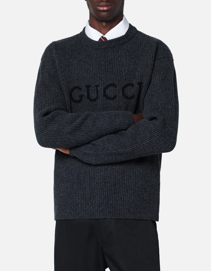 Gucci メンズ ウール カシミヤ リブニット セーター (シャツ) IFCHIC.COM