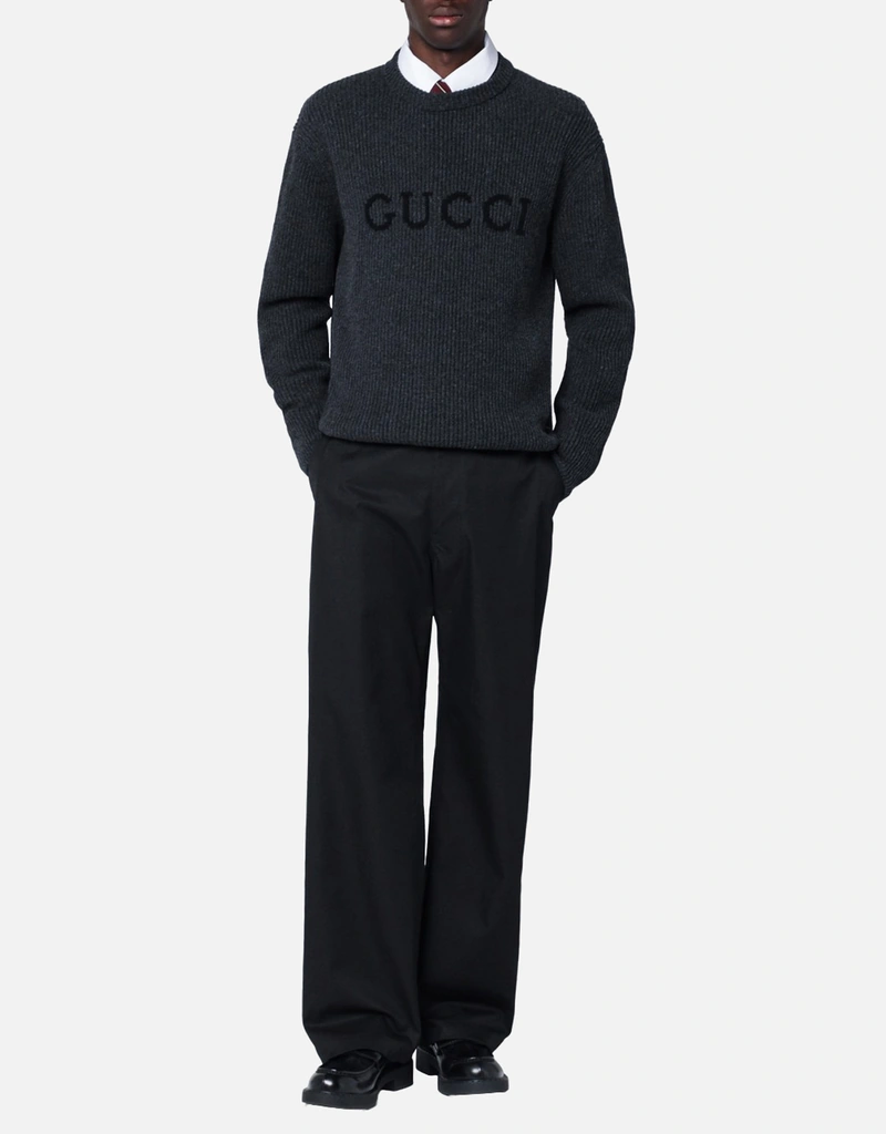 Gucci メンズ ウール カシミヤ リブニット セーター (シャツ) IFCHIC.COM