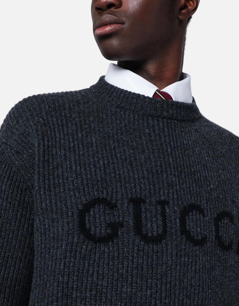 Gucci メンズ ウール カシミヤ リブニット セーター (シャツ) IFCHIC.COM