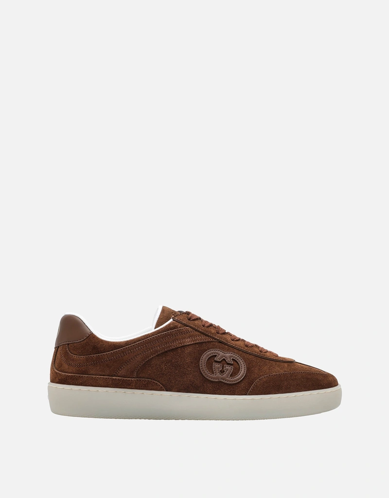 Gucci メンズ ブラウンスエードレザースニーカー () IFCHIC.COM