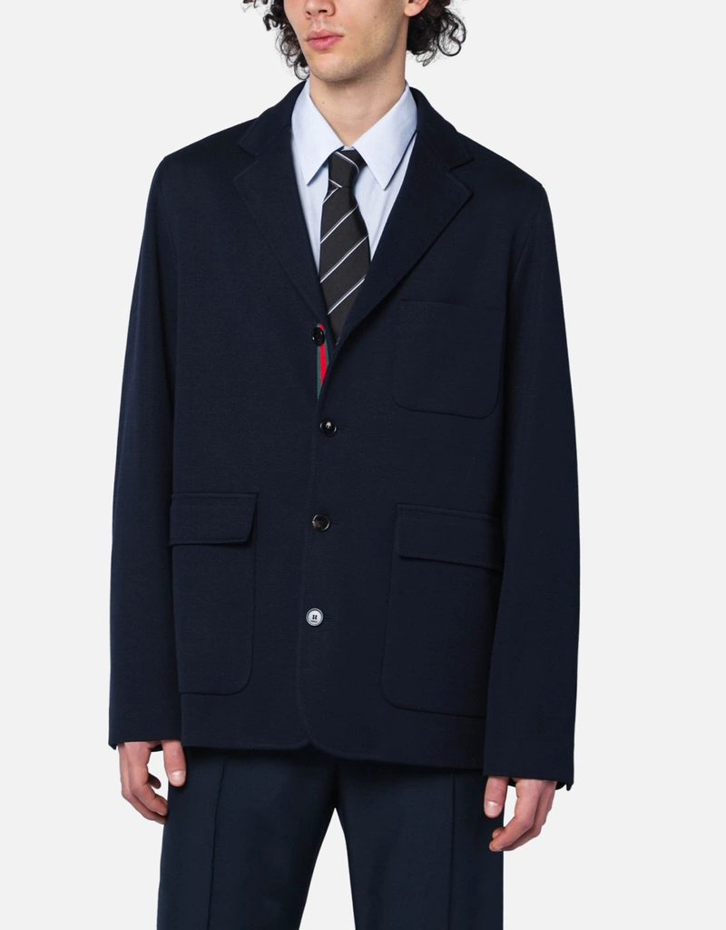 Gucci メンズ シングルブレスト コットンジャージージャケット (すべて