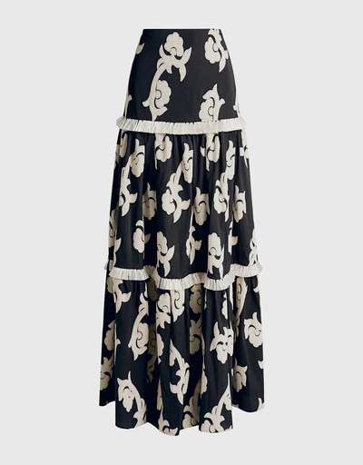 Surrey Printed Ruffled Maxi Skirt