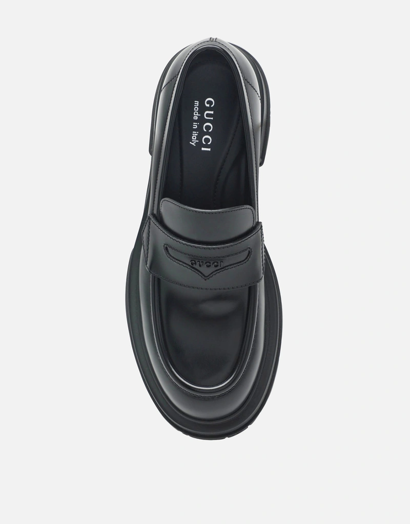 Gucci メンズ ポリッシュ仕上げレザーローファー () IFCHIC.COM