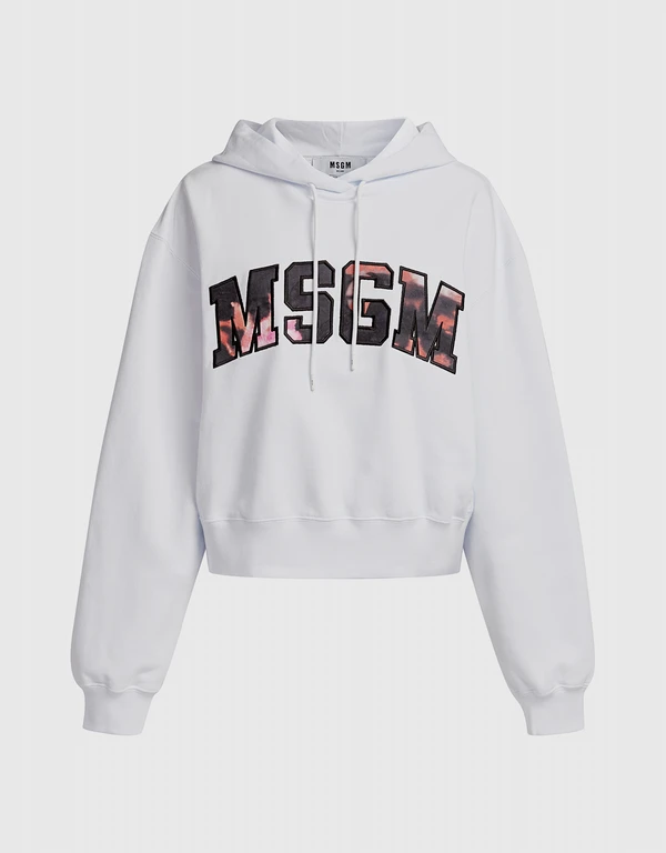 MSGM Felpa Tie Dye Logo Cropped Sweatshirt