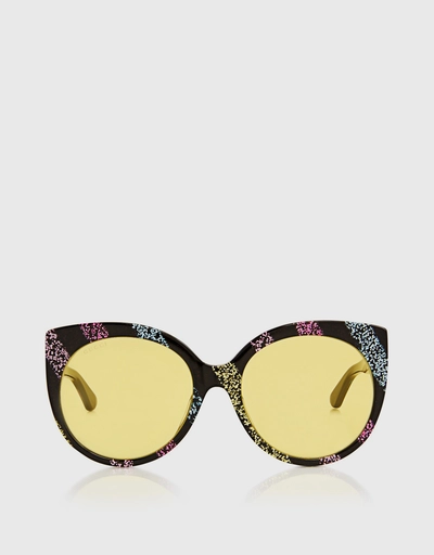 Rainbow Glitter Stripe Cat-eye Sunglasses