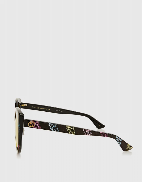 Gucci Rainbow Glitter Stripe Cat-eye Sunglasses