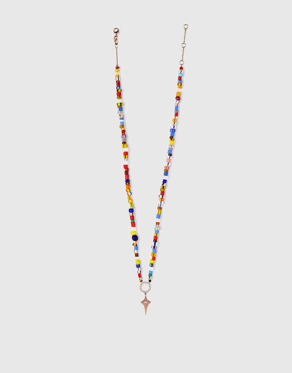 Diane Kordas Diamond Circle Rainbow Beaded Necklace