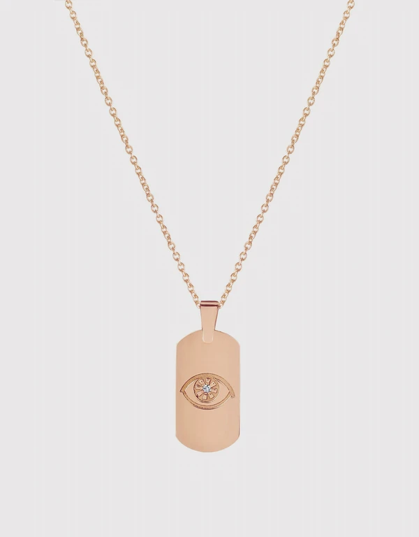 Diane Kordas 14k Rose Gold Mini ID Tag Necklace