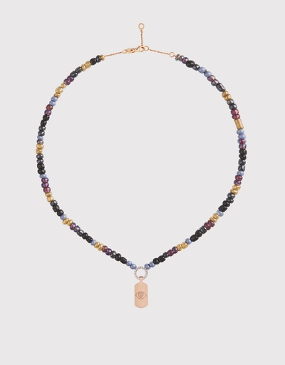 Diamond Circle Purple Beaded Necklace