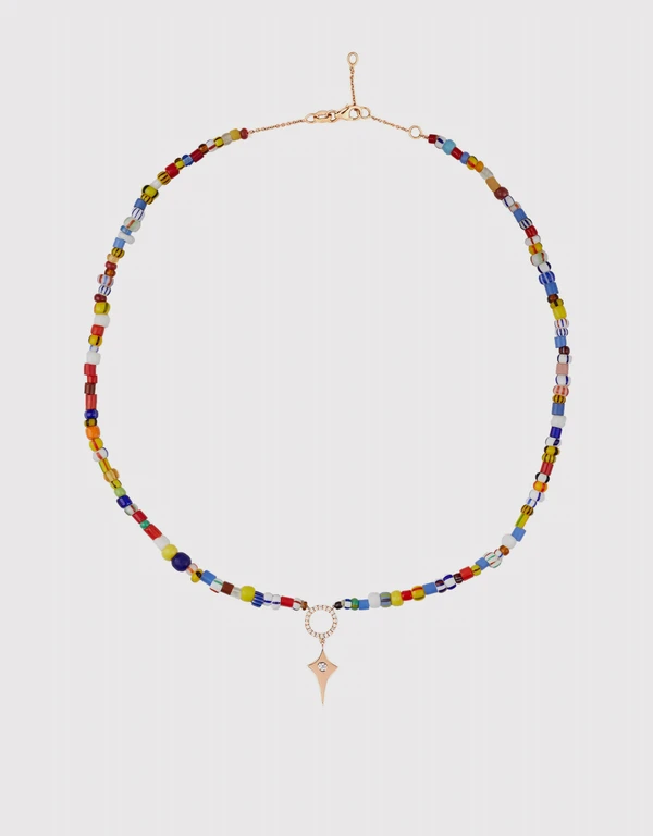 Diane Kordas Diamond Circle Rainbow Beaded Necklace