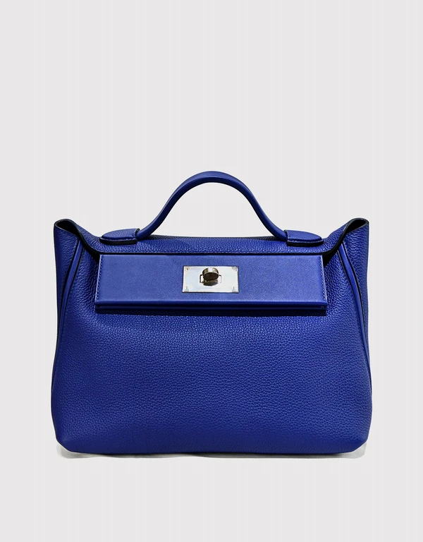 Hermès Hermès 24/24 29 Togo Leather Handbag-Bleu Nuit Silver hardware