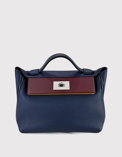 Hermès 24/24 29 Togo Leather Handbag-Deep Blue Silver Hardware