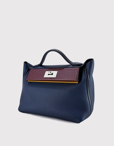 Hermès 24/24 29 Togo Leather Handbag-Deep Blue Silver Hardware