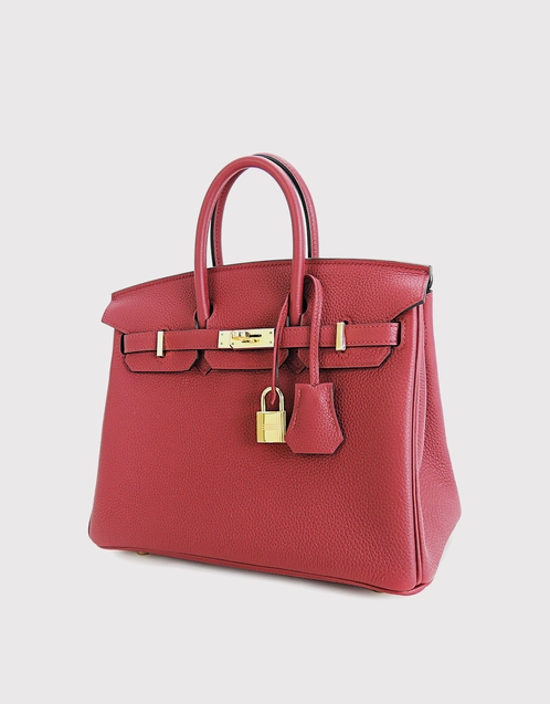 Hermès Birkin 25 Togo Leather Handbag-Rouge Grenade Gold Hardware
