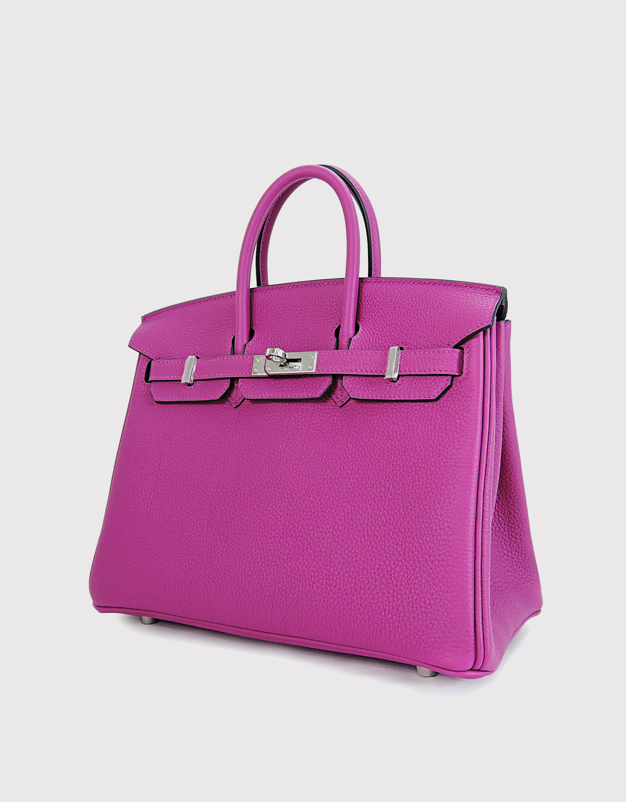 Birkin 25 leather handbag Hermès Purple in Leather - 24803236