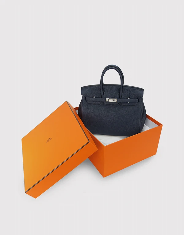 Hermès Hermès Birkin 25 Togo Leather Handbag-Bleu Encre Silver Hardware