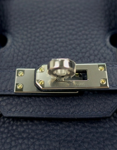 Hermès Birkin 25 Togo Leather Handbag-Bleu Encre Silver Hardware