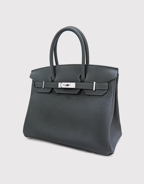 Hermès Birkin 30 Togo Leather Handbag-Vert Fonce Silver Hardware