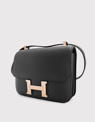 Hermès Constance 24 Epsom Leather Crossbody Bag-Noir Rose Gold Hardware