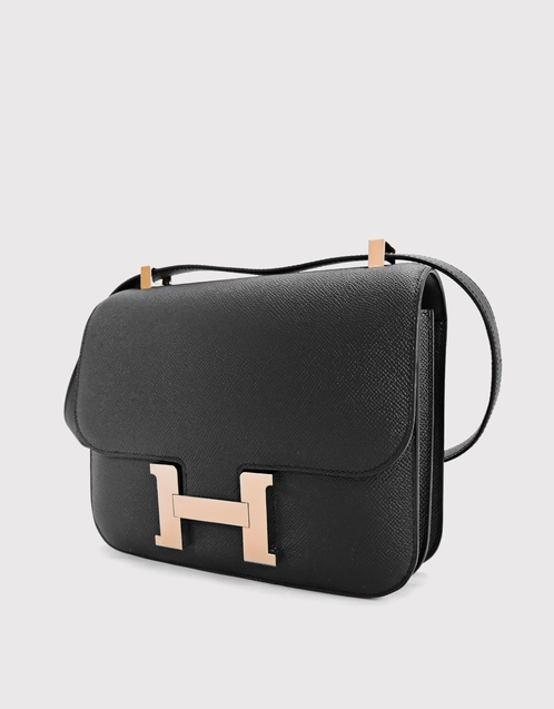 Hermès Constance 24 Epsom Leather Crossbody Bag-Noir Rose Gold Hardware