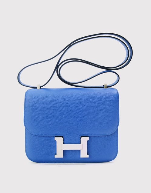 blue hermes purse