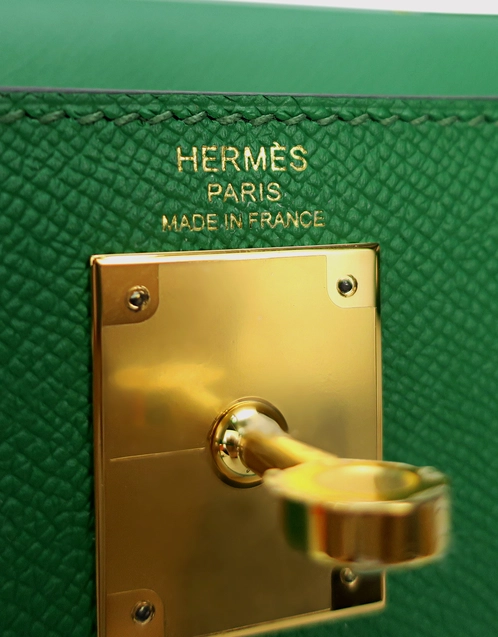 Hermes Gold Epsom Leather Palladium Finish Kelly Sellier 28 Bag