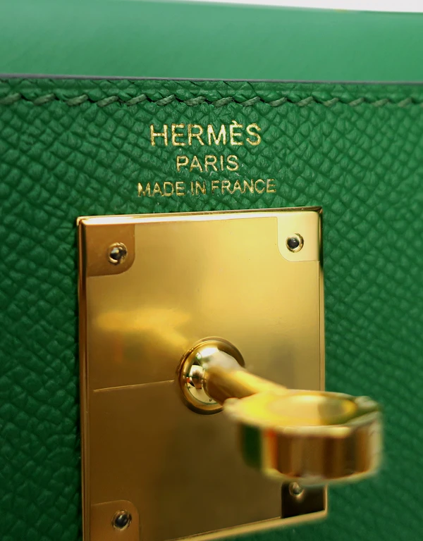 Hermès 愛馬仕 Kelly 28 Epsom皮凱莉包-仙人掌綠金釦